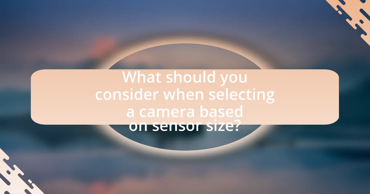 What should you consider when selecting a camera based on sensor size?